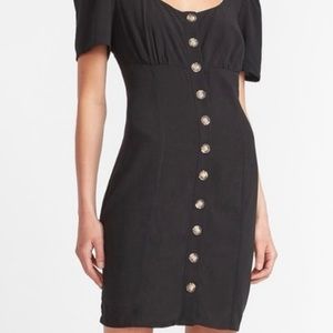 Express Button Front Scoop Neck Mini Dress
Black